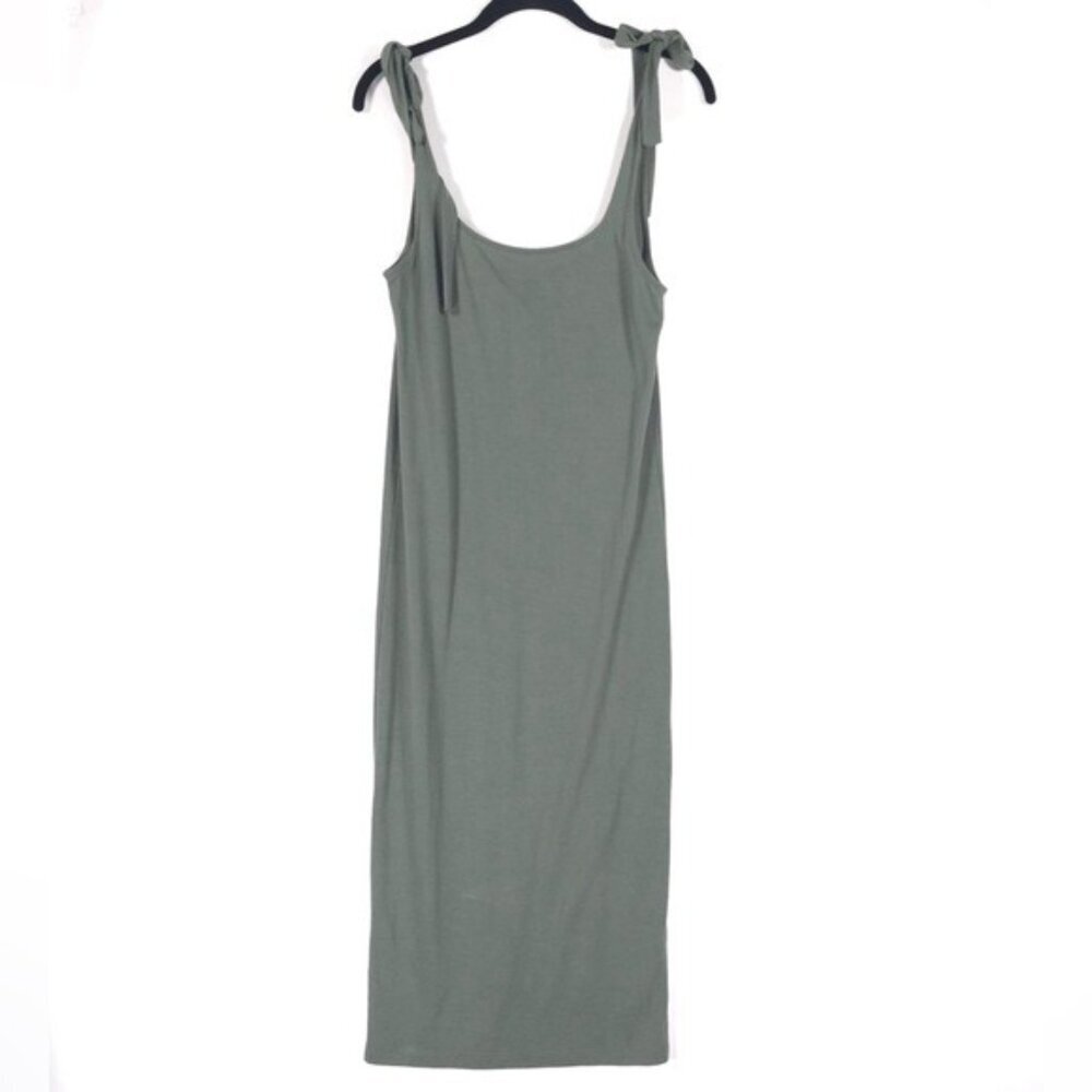 NWT DIVIDED H&M Women’s Maxi Dress Tank Tie Shoulder Army Size 4 Viscose Blend